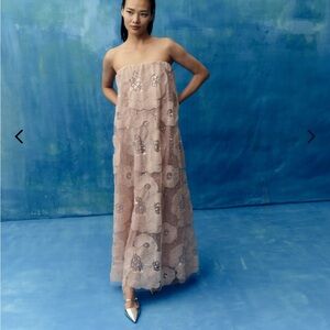 BNWT Helsi Margot Strapless Beaded Gown in Pink Pearl XS